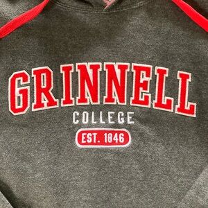 Grinnell College Gray and Red Hoodie, Sz Large